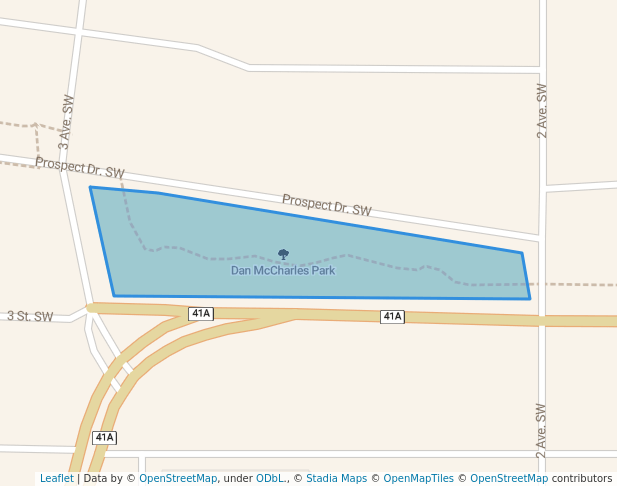 walking in Dan McCharles Park map in Medicine Hat