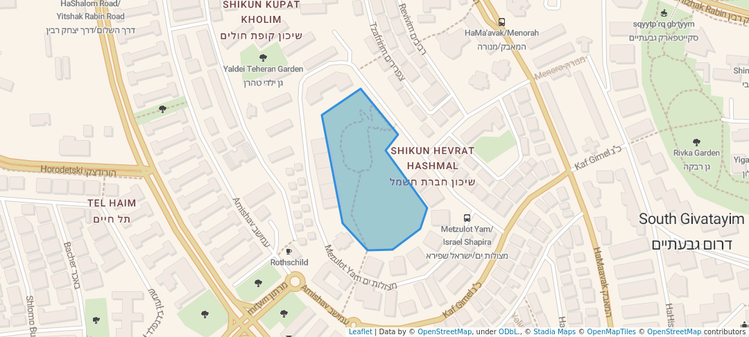 walking in Air Force Garden map in Giv'atayim