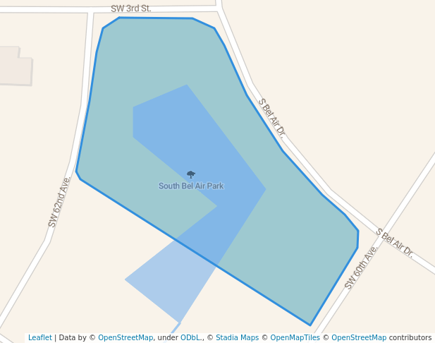 walking in South Bel Air Park map in Plantation