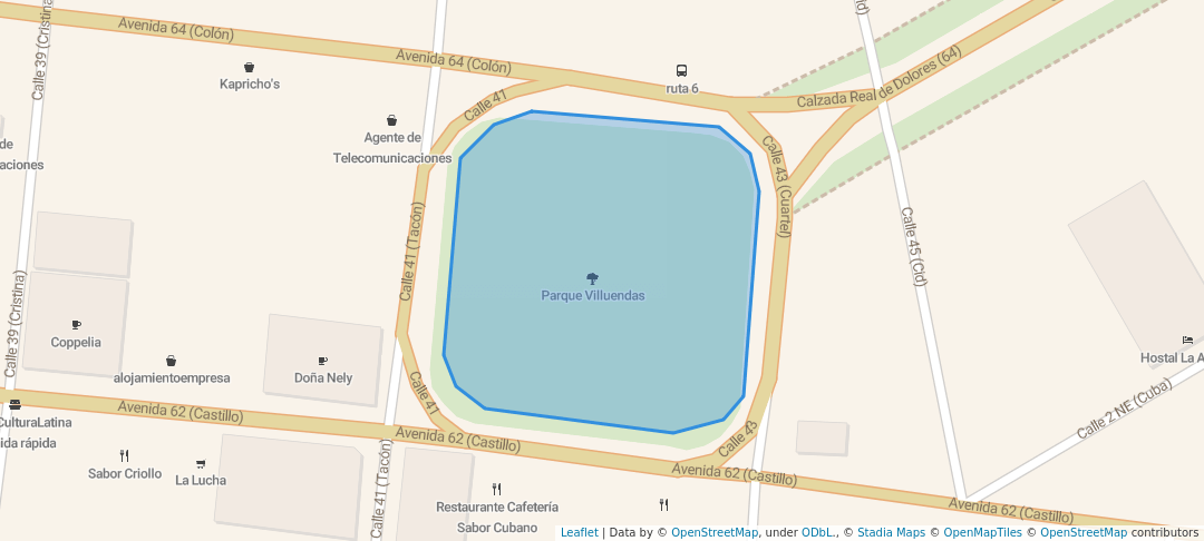 walking in Parque Villuendas map in Cienfuegos