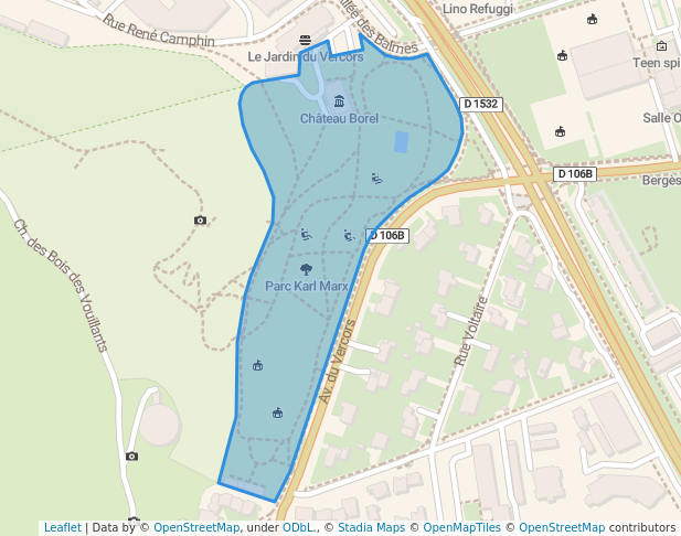 walking in Parc Karl Marx map in Seyssinet-Pariset