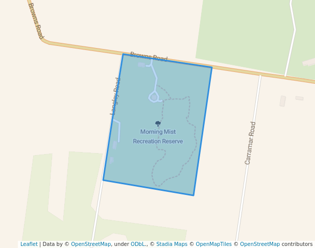 walking in Morning Mist Recreation Reserve map in Cranbourne South