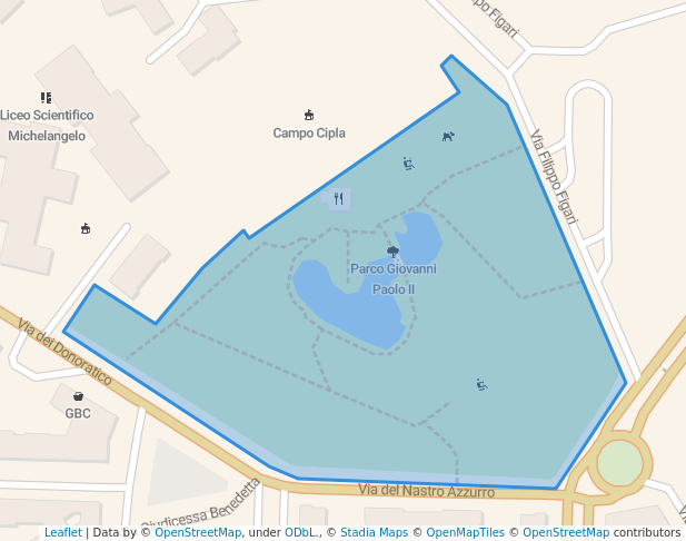 walking in Parco Giovanni Paolo II map in Cagliari