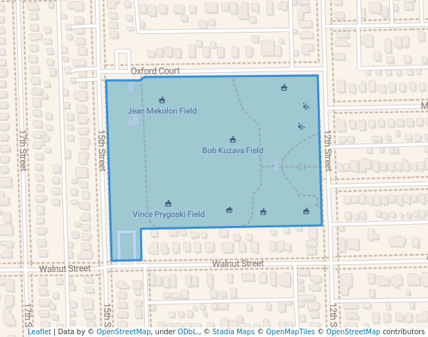 walking in Pulaski Park map in Wyandotte