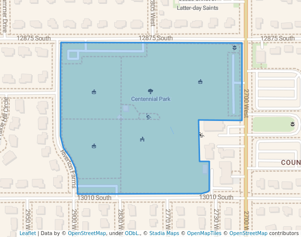 walking in Centennial Park map in Riverton