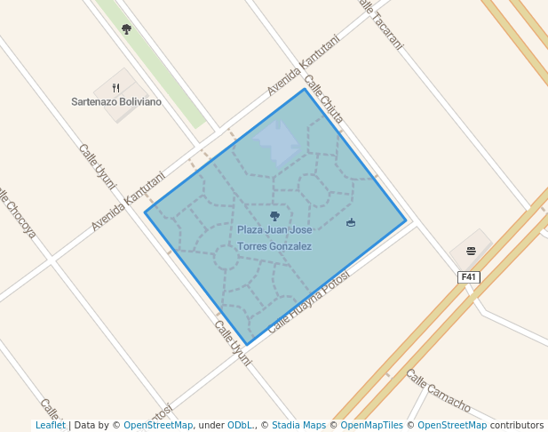 walking in Plaza Juan Jose Torres Gonzalez map in El Alto