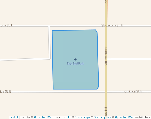 walking in East End Park map in Moose Jaw