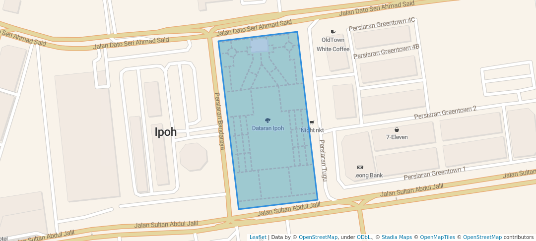 walking in Dataran Ipoh map in Ipoh