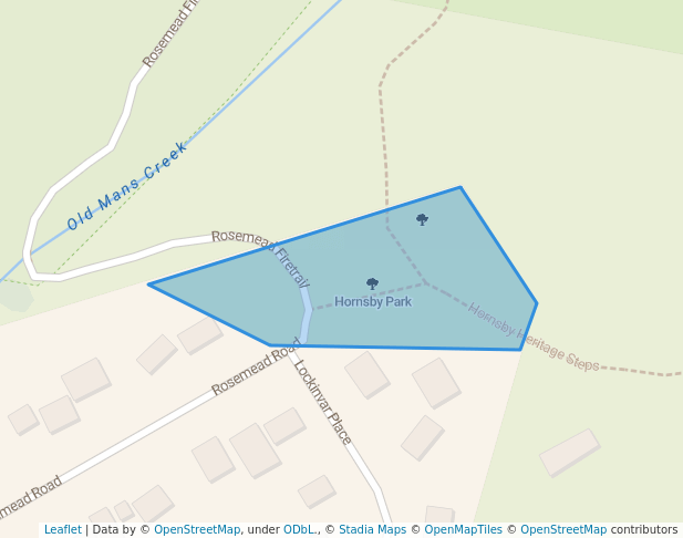 walking in Hornsby Park map in Hornsby