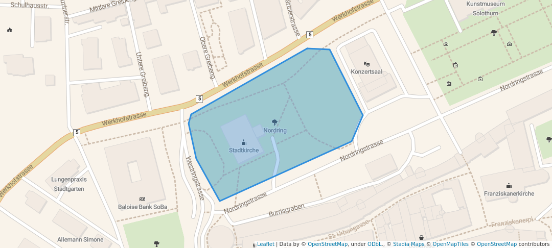 walking in Nordring map in Solothurn