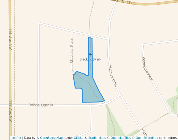 walking in Blackfoot Park map in Swift Current