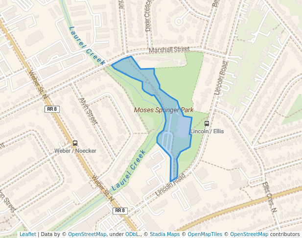 walking in Moses Springer Park map in Waterloo