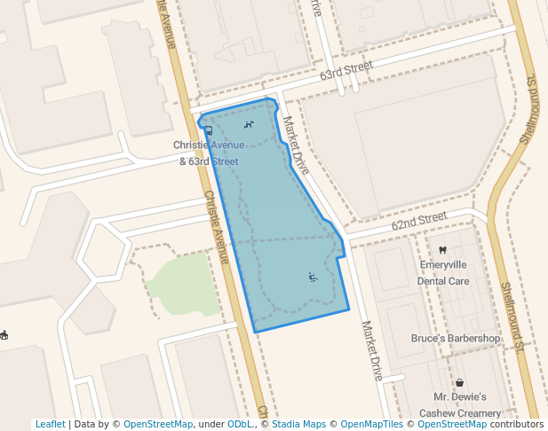 walking in Christie Avenue Park map in Emeryville