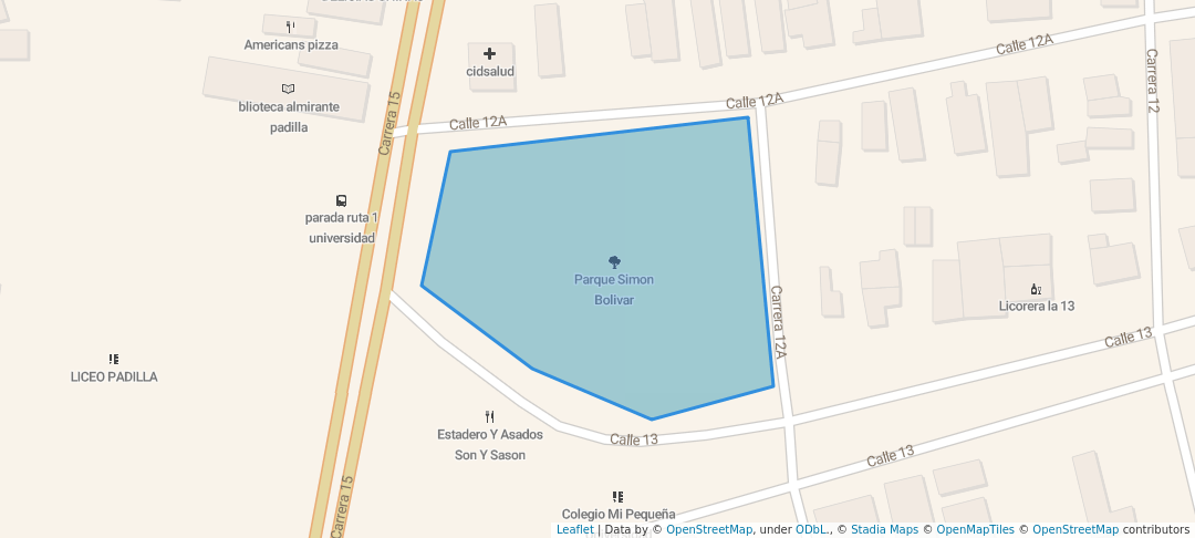 walking in Parque Simon Bolivar map in Riohacha