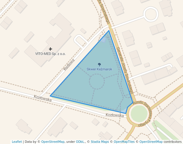 walking in Skwer Kežmarok map in Gliwice