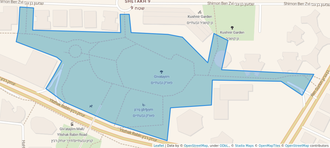 walking in Givatayim map in Giv'atayim