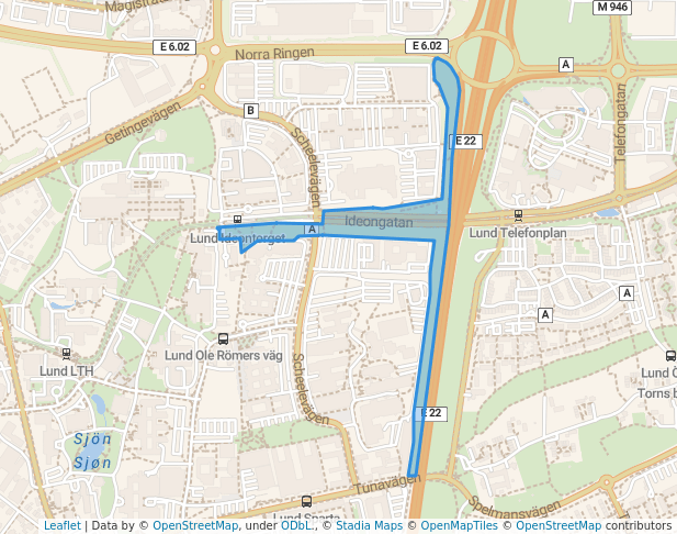 walking in Scheeleparken map in Lund