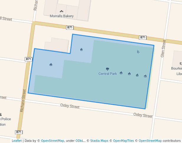 walking in Central Park map in Bourke