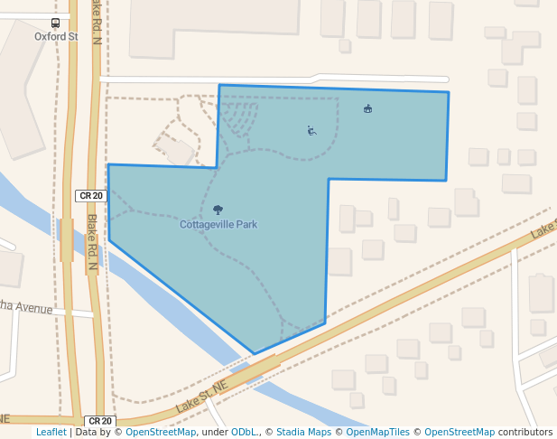 walking in Cottageville Park map in Hopkins
