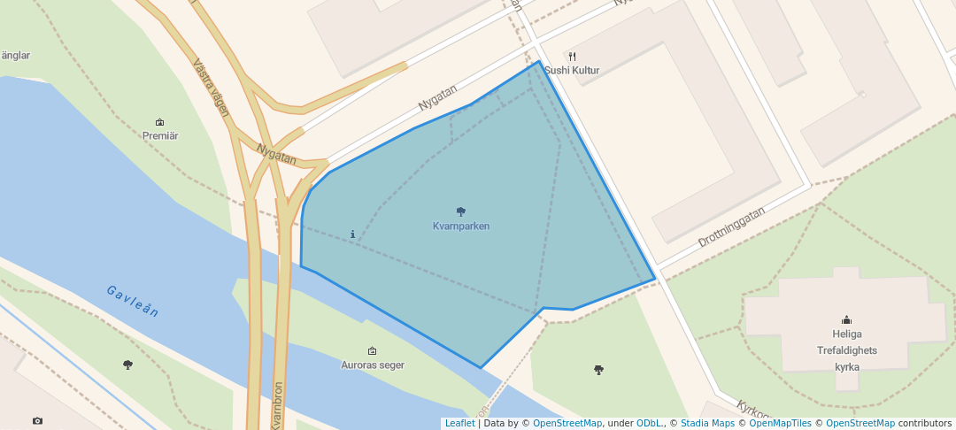 walking in Kvarnparken map in Gävle