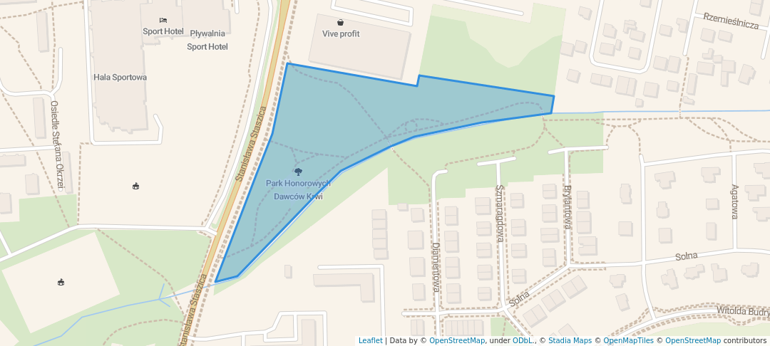 walking in Park Honorowych Dawców Krwi map in Bełchatów