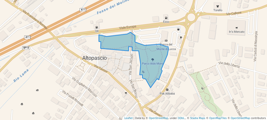 walking in Parco Aldo Moro map in Altopascio