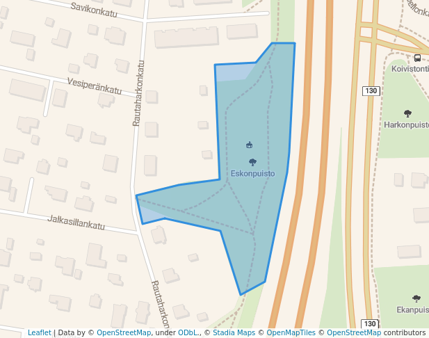 walking in Eskonpuisto map in Tampere