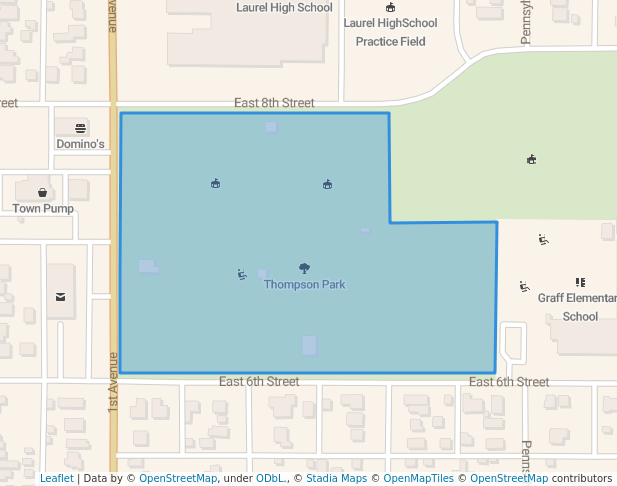 walking in Thompson Park map in Laurel
