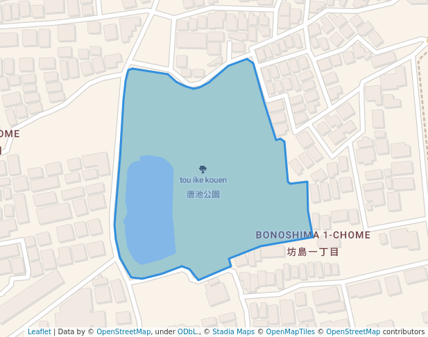 walking in 唐池公園 map in Minoh