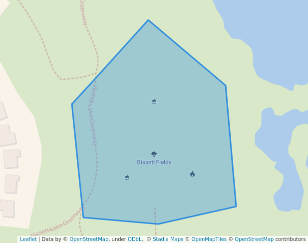 walking in Bissett Fields map in Dartmouth