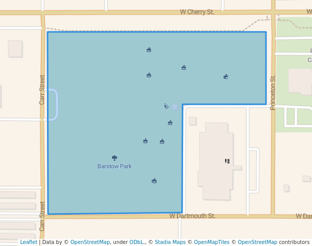 walking in Barstow Park map in Vermillion
