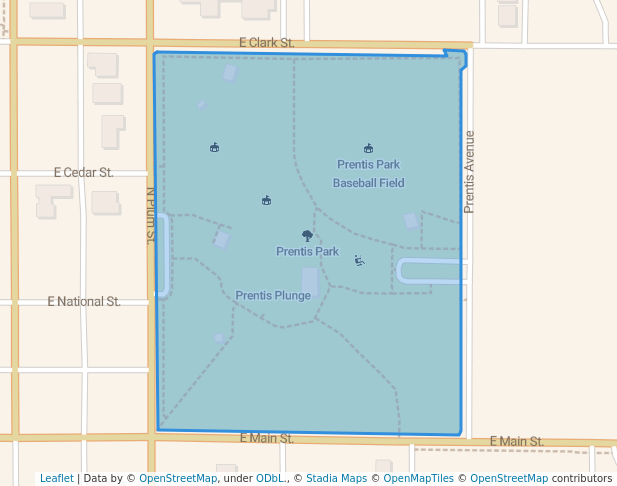 walking in Prentis Park map in Vermillion