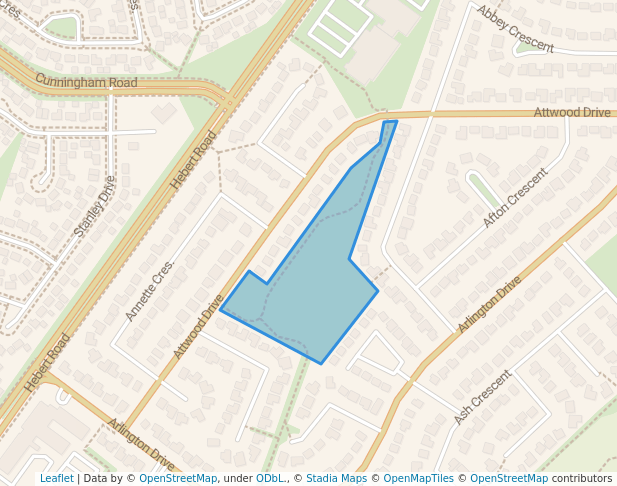 walking in Attwood Park map in St. Albert