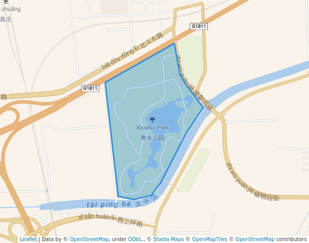 walking in Xiushui Park map in Shi Jia Zhuang Shi