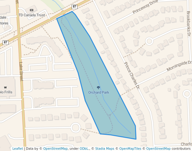 walking in Orchard Park map in St. Catharines