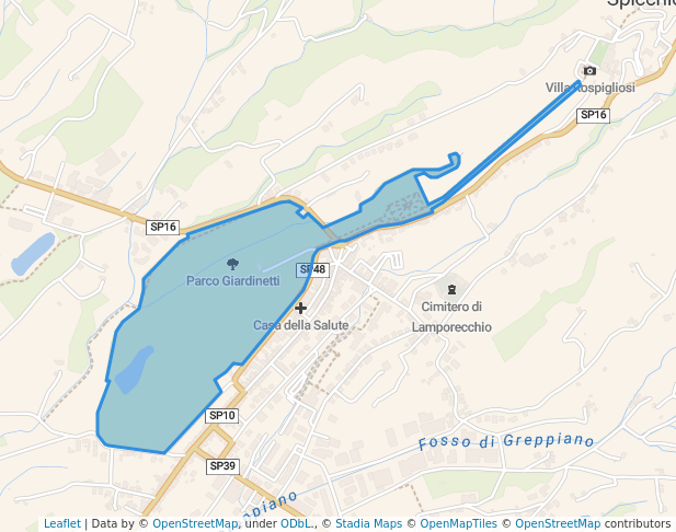 walking in Parco Giardinetti map in Lamporecchio