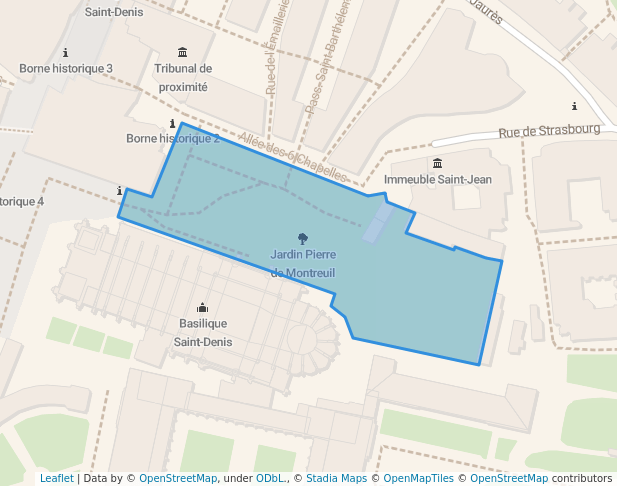 walking in Jardin Pierre de Montreuil map in Saint-Denis