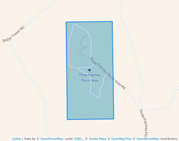 walking in Three Patches Picnic Area map in Rock Springs