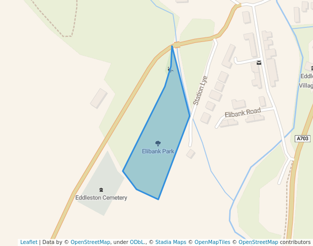 walking in Elibank Park map in Eddleston