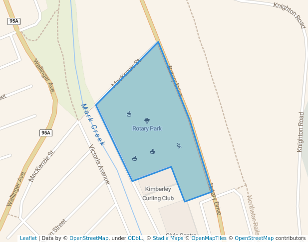 walking in Rotary Park map in Kimberley