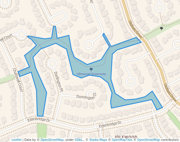 walking in Idlewood Greenway map in Kitchener