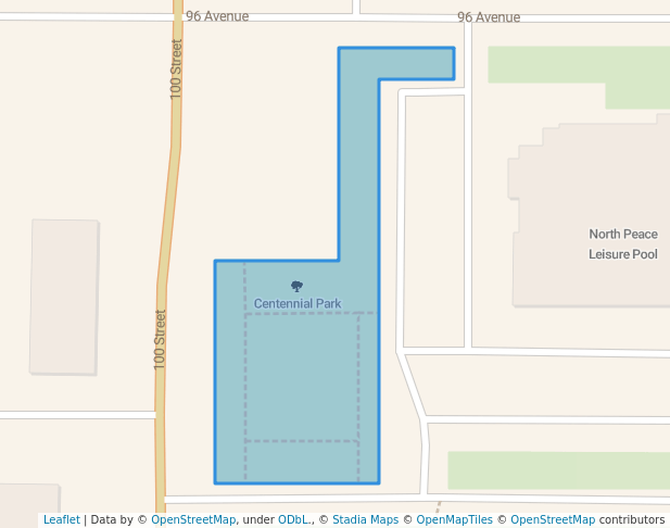 walking in Centennial Park map in Fort St. John