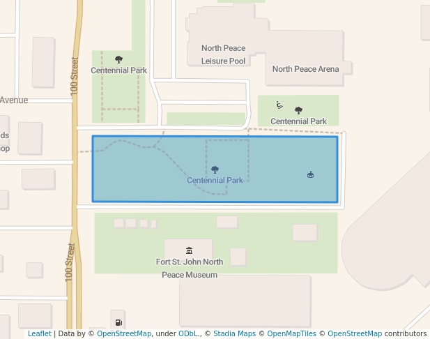 walking in Centennial Park map in Fort St. John