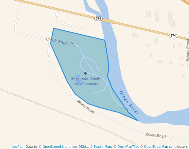 walking in Sweetwater County Picnic Grounds map in Green River