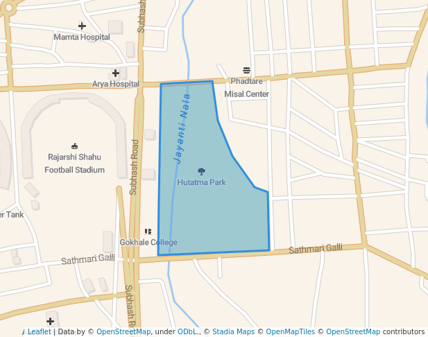 walking in Hutatma Park map in Kolhapur