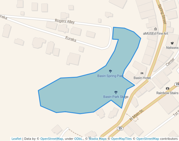 walking in Basin Spring Park map in Eureka Springs