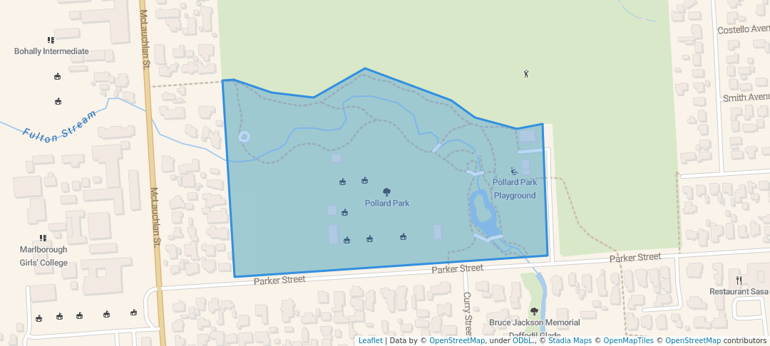walking in Pollard Park map in Blenheim