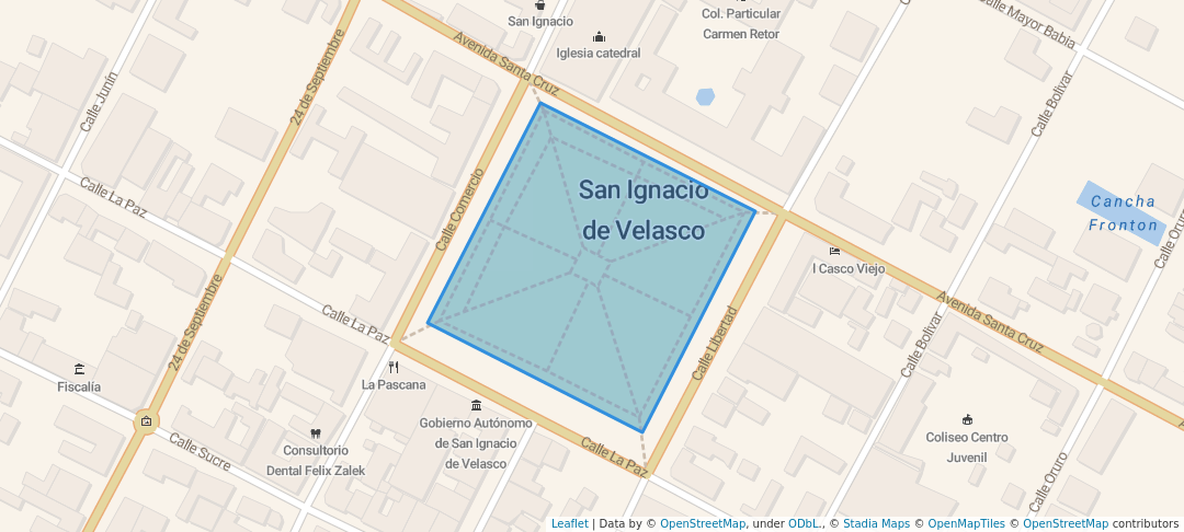 walking in Plaza Principal 31 de Julio map in San Ignacio