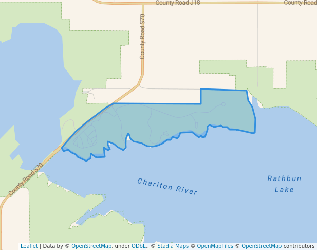 walking in Lake Rathbun Area - Bridge View map in Moravia