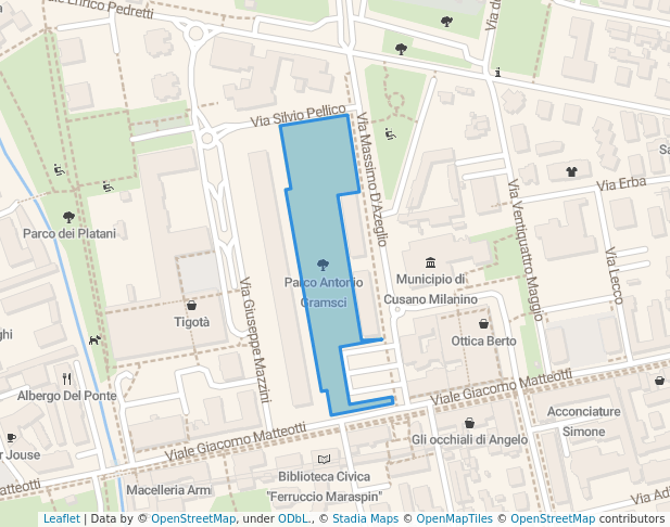 walking in Parco Antonio Gramsci map in Cusano Milanino